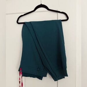 Figs Caribbean Blue Montex Scrub Pants with Pink Details